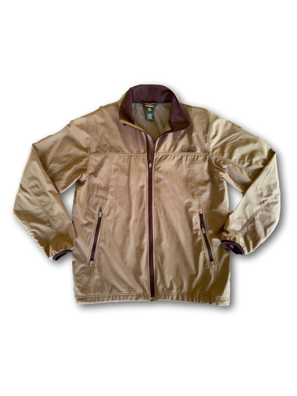 L.L. Bean Men's Tall Large Windstopper Full Zip Jacket Khaki Tan Brown Gorpcore